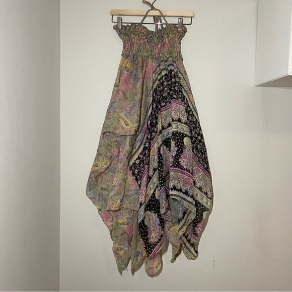 Boho 100% Silk Halterneck High Low Dress Free Size - Picture 2 of 8